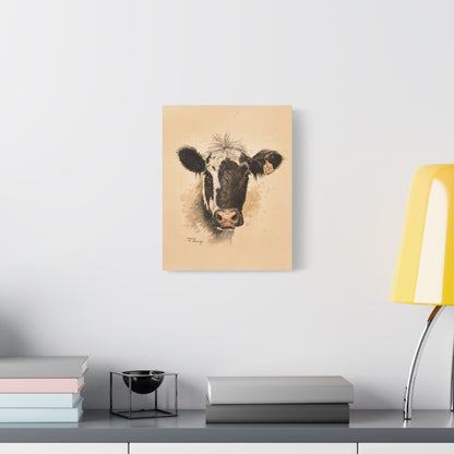 Scruffy Cow Portrait Stretched Canvas