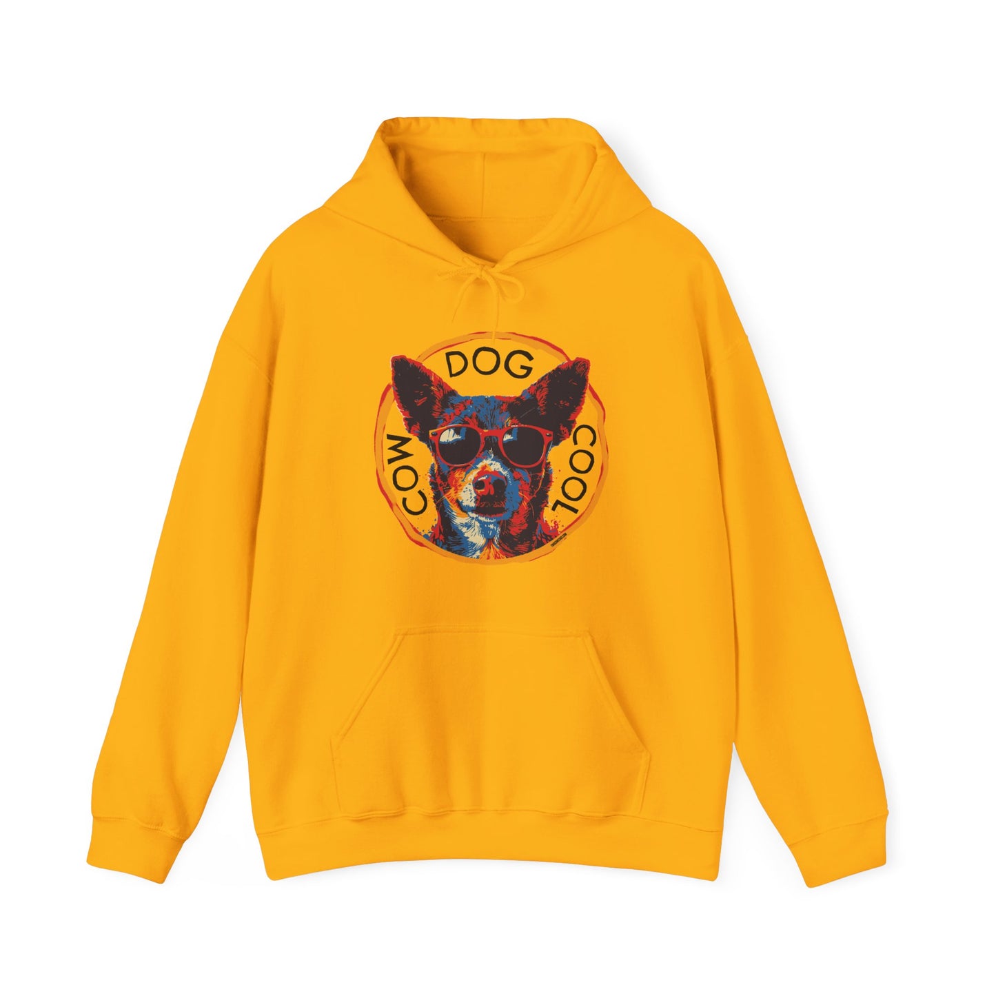 Cool Cowdog Hoodie — "COW • DOG • COOL" Pop-Art Heeler Sweatshirt