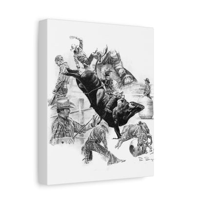 Bull Riding Collage, Stretched Canvas