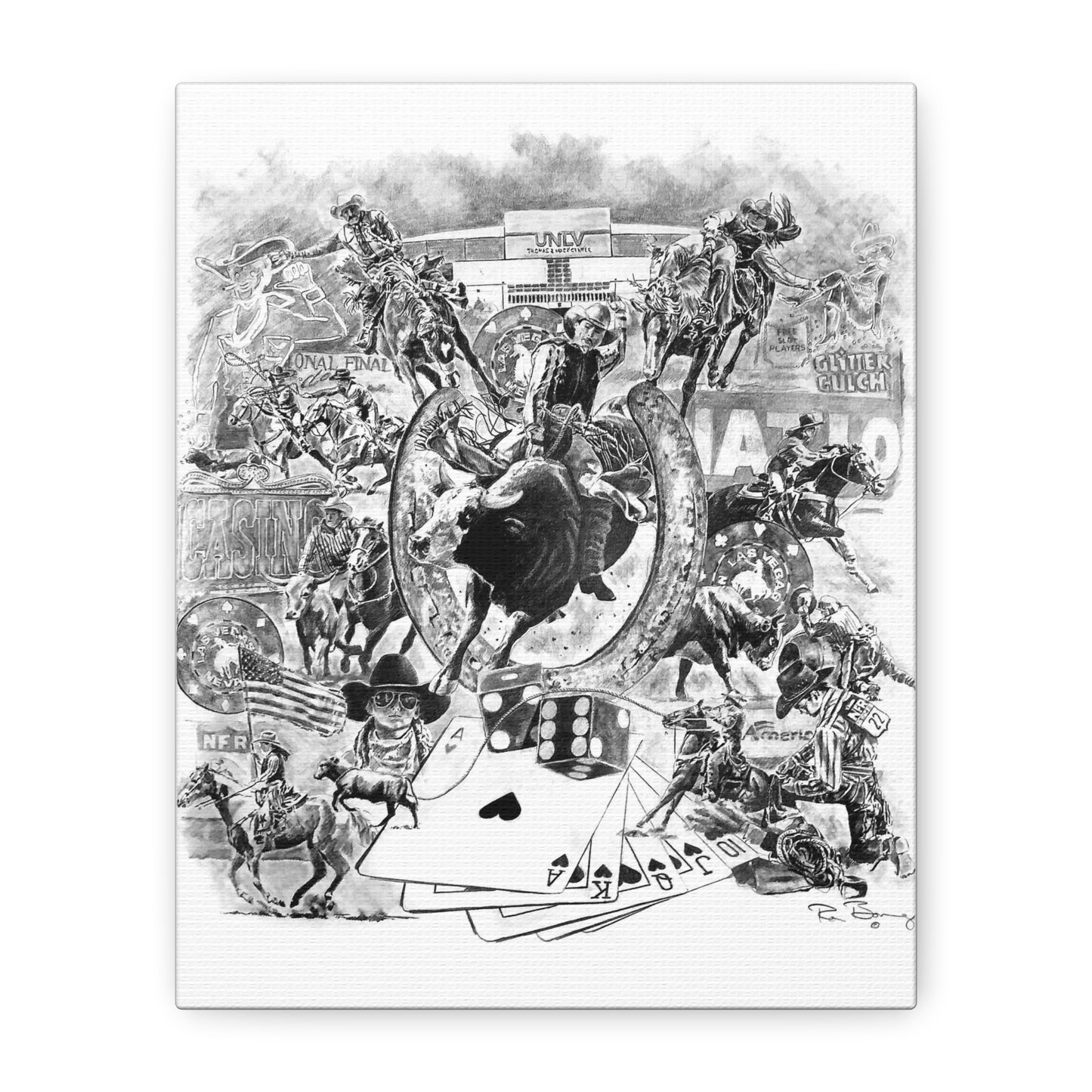 NFR National Finals Rodeo, Vegas Rodeo, Stretched Canvas