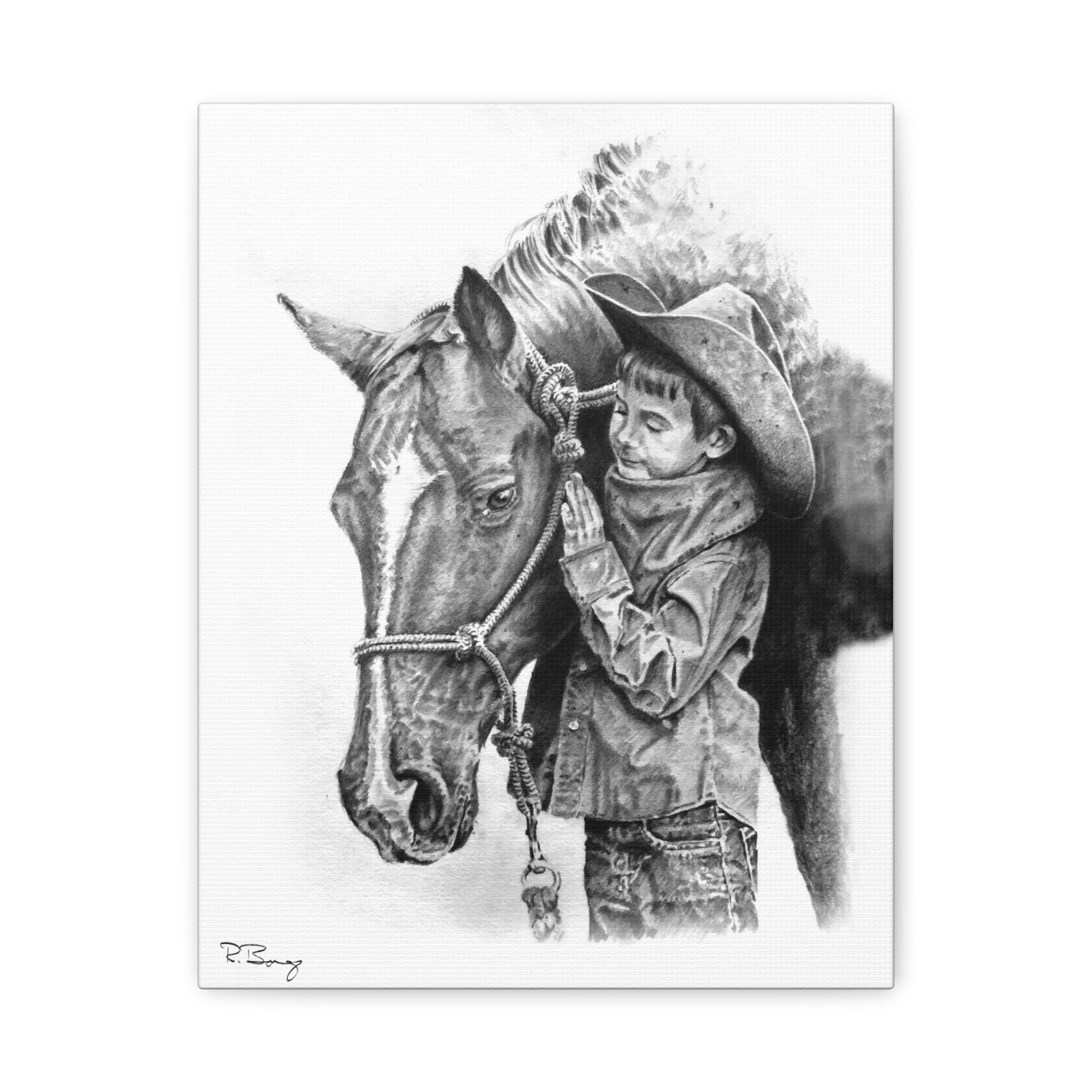 Little Cowhand & His Trusty Steed Canvas Print