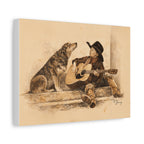 Cowboy Crooners Heeler & Little Cowboy Stretched Canvas Print