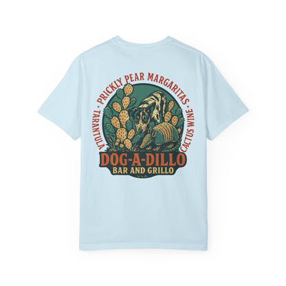 Dog-A-Dillo Armadillo Bar and Grillo T-Shirt, front and back
