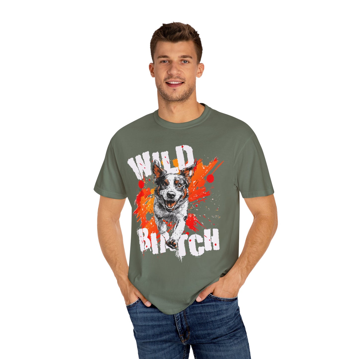 Wild Biatch Crazy Dog T-Shirt - Unisex Garment-Dyed