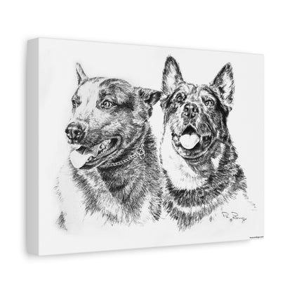 Two Cowdogs Stretched Canvas