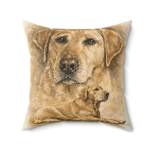 Yellow Labrador 'Stella' Square Pillow — Spun Polyester Dog Throw Pillow
