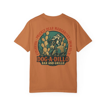 Dog-A-Dillo Armadillo Bar and Grillo T-Shirt, front and back