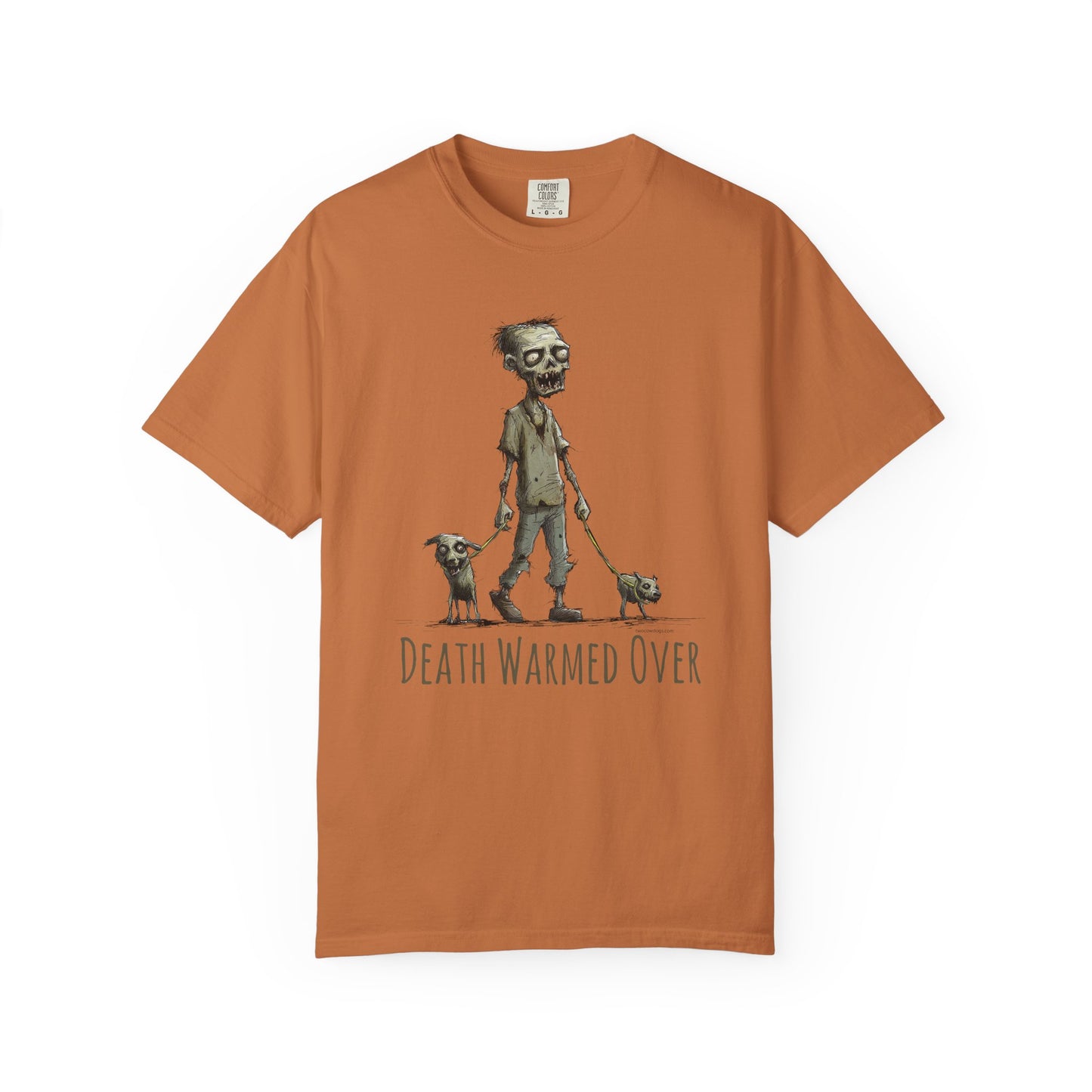Zombie and his Dogs Unisex T-shirt, Death Warmed Over Design