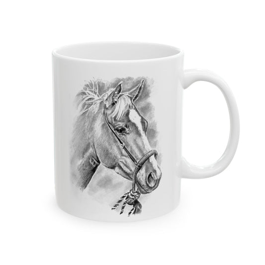 Horse Portrait Ceramic Mug — “Peace from the Pasture” Ranch Coffee Cup (11oz/15oz)