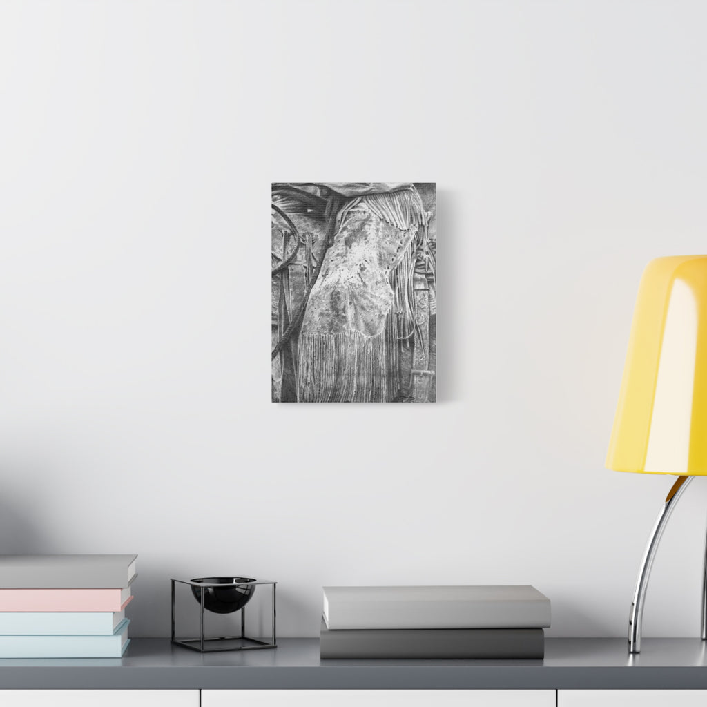 Worn Leather Chinks Stretched Canvas