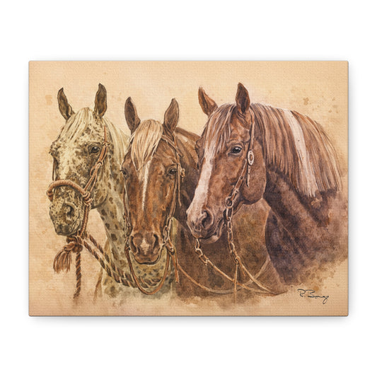 Stretched Canvas Wall Art — Trio of Horses