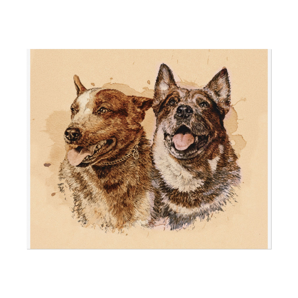 Red & Blue Heeler Cow Dog Print