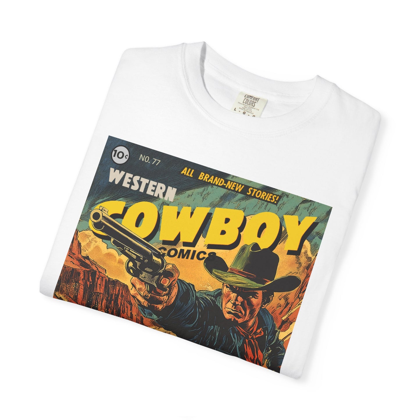 Western Comic Book T-Shirt - The Trail of Doom Unisex Garment-Dyed
