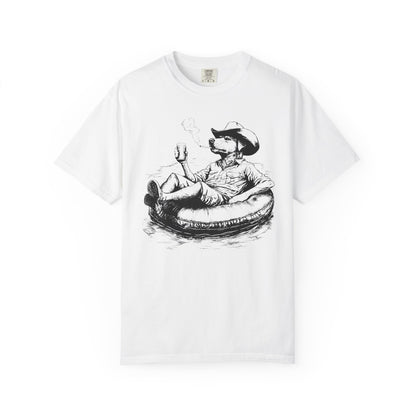 Rafting Dog Unisex T-Shirt, Lazy River Design