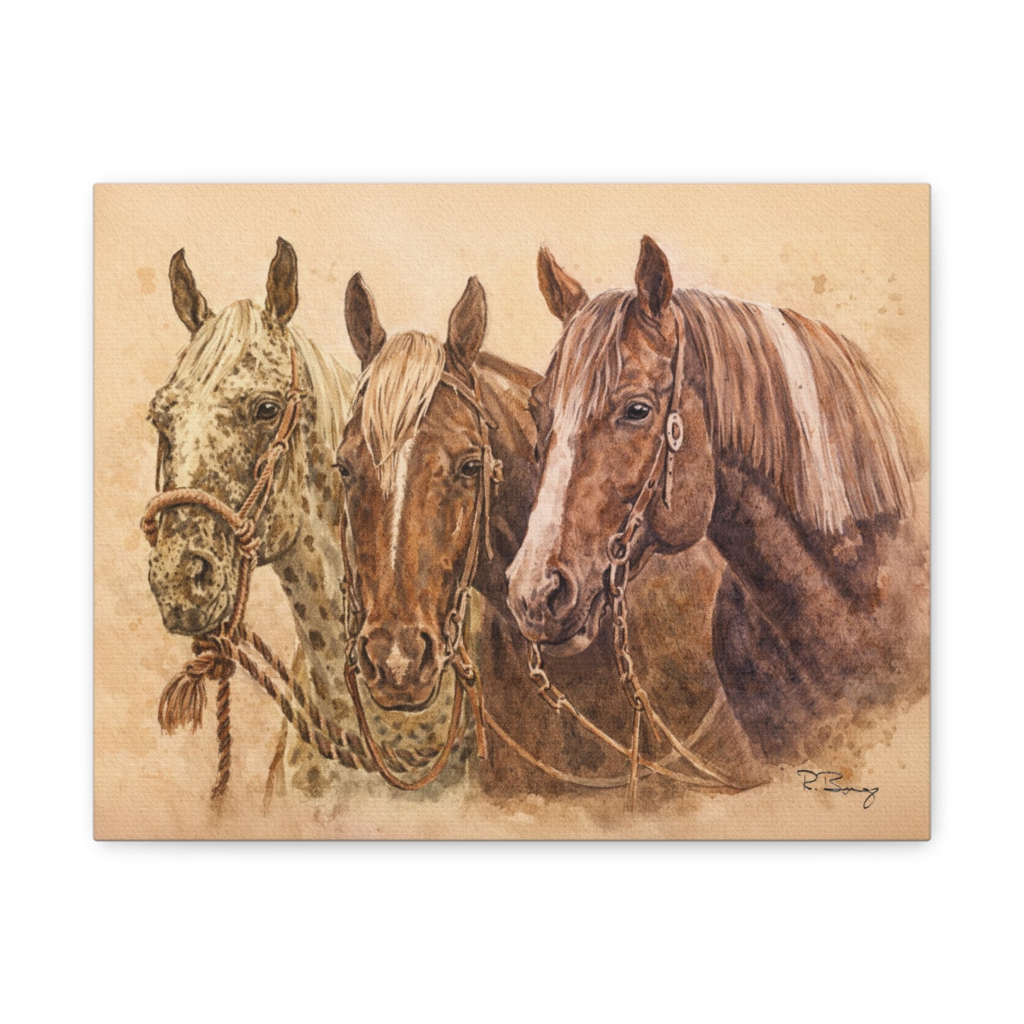 Stretched Canvas Wall Art — Trio of Horses
