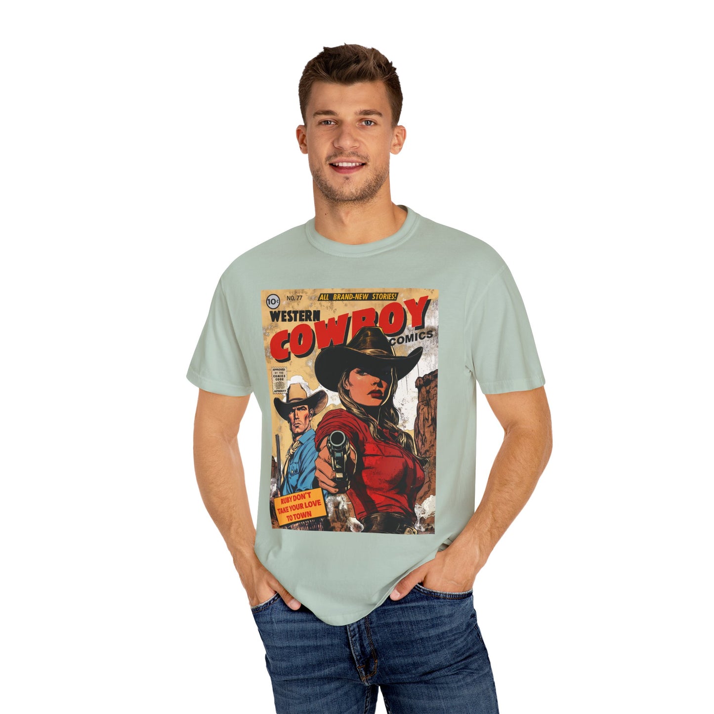 Western Comic Book T-Shirt - Ruby Don't Take Your Love to Town