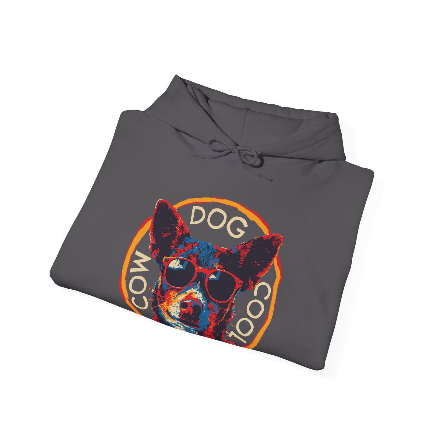 Cool Cowdog Hoodie — "COW • DOG • COOL" Pop-Art Heeler Sweatshirt