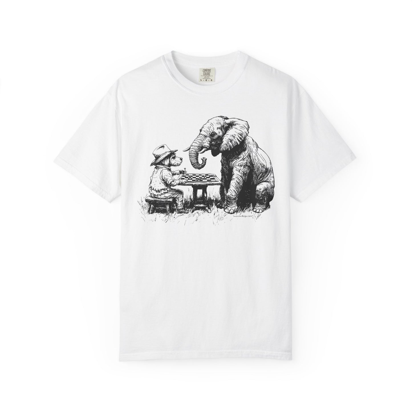 Chess Playing Dog and Elephant Unisex Garment-Dyed T-shirt