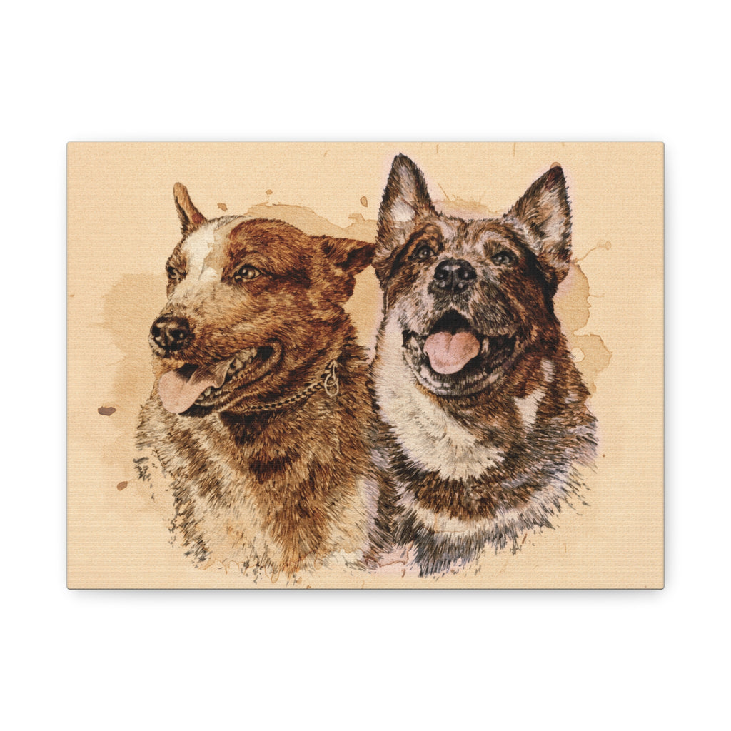 Two Heelers Print Matte Canvas Wall Art — Stretched 1.25"