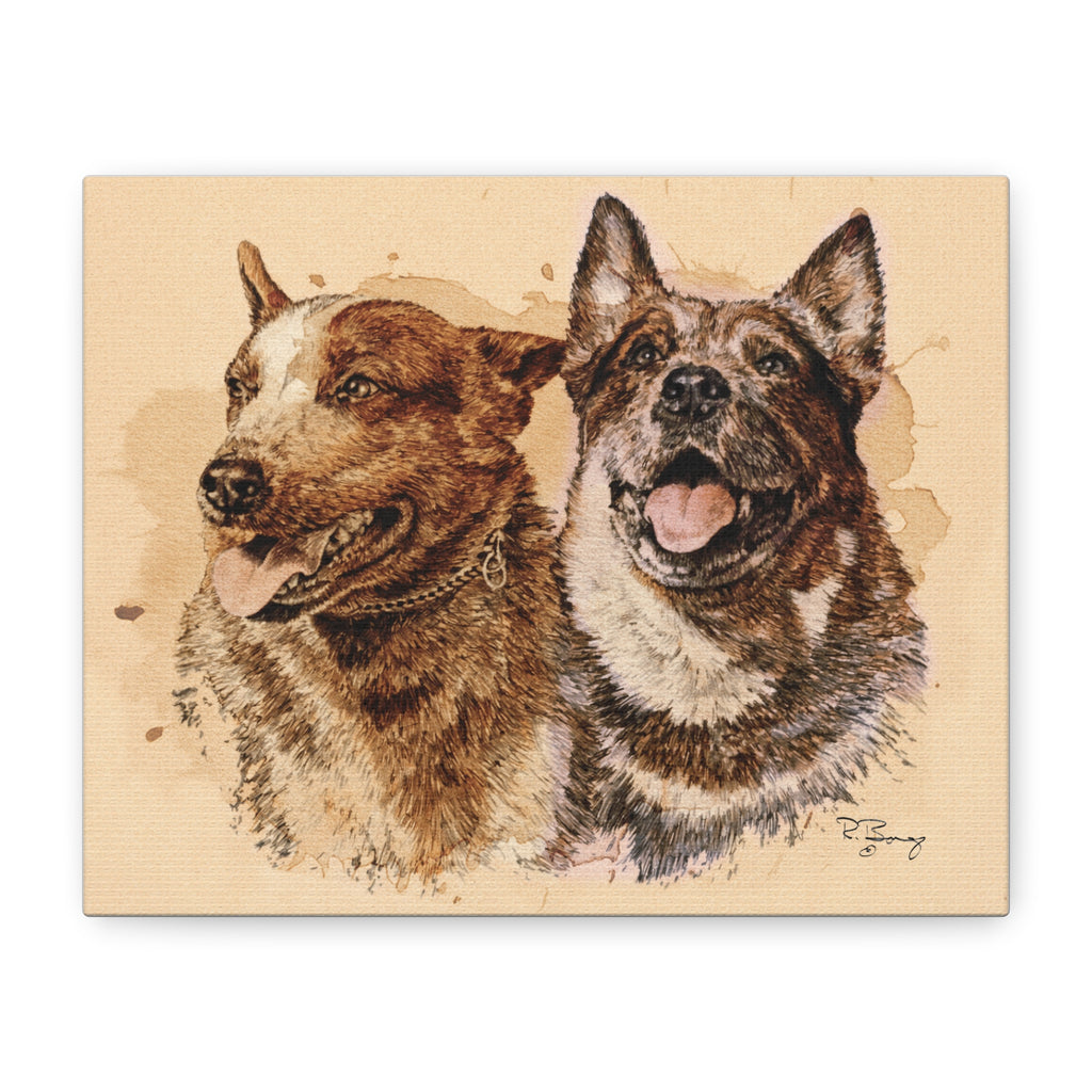 Two Heelers Print Matte Canvas Wall Art — Stretched 1.25"
