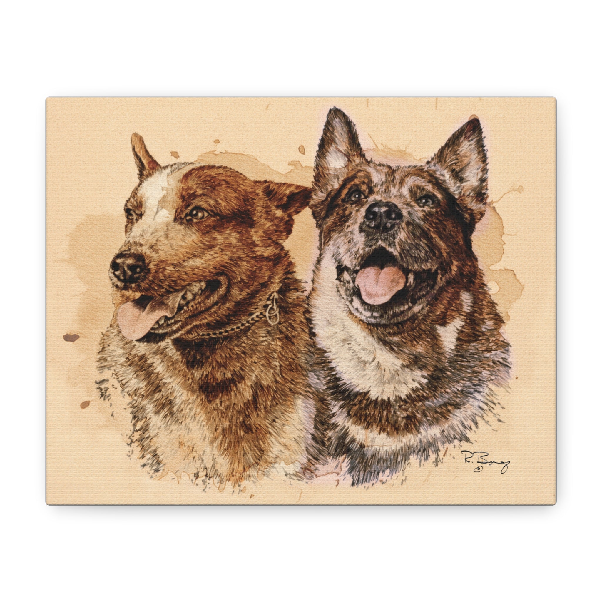 Two Heelers Print Matte Canvas Wall Art — Stretched 1.25"