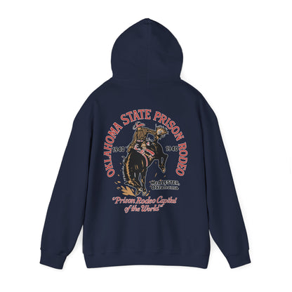 Vintage Rodeo Hoodie with 1940s Prison Rodeo Poster Design