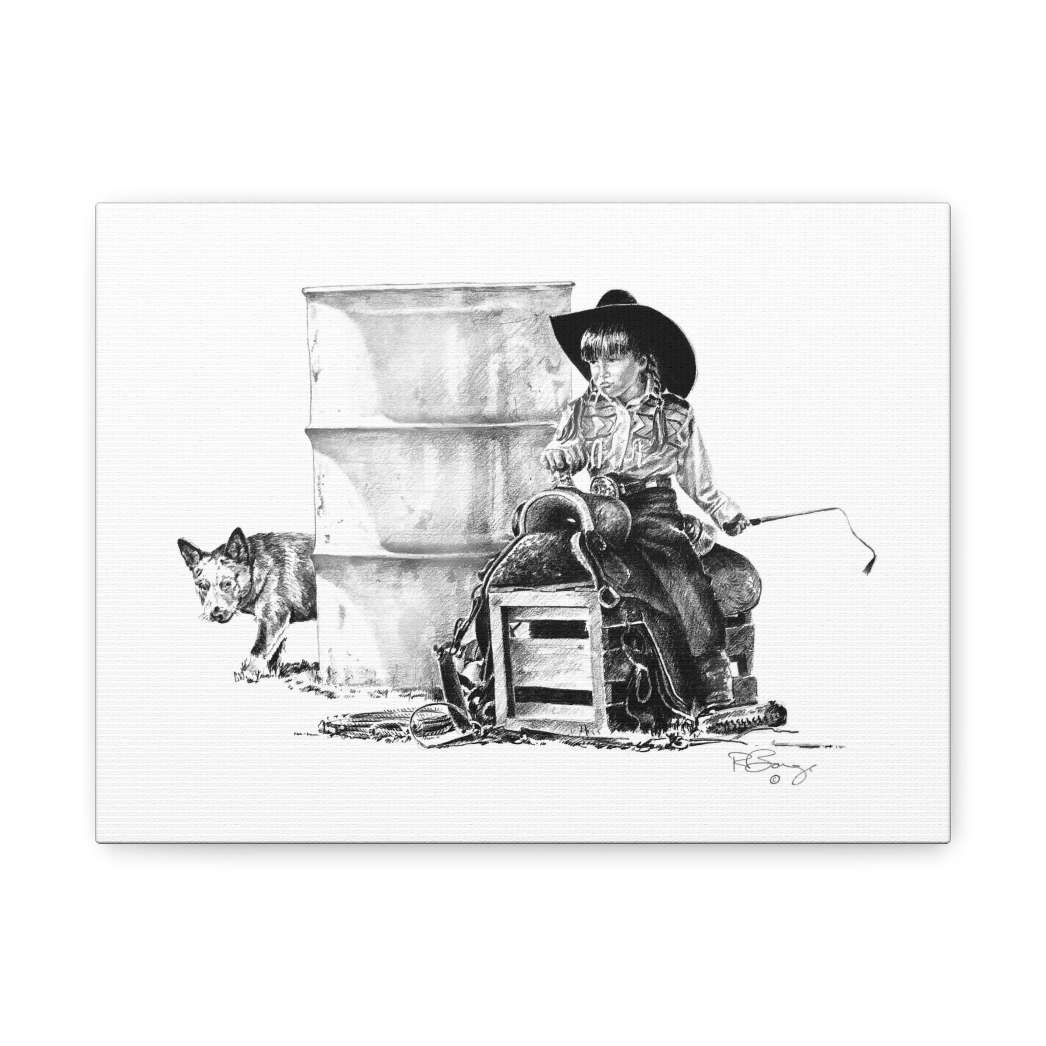 Future Barrel Racer, Rodeo Stretched Canvas