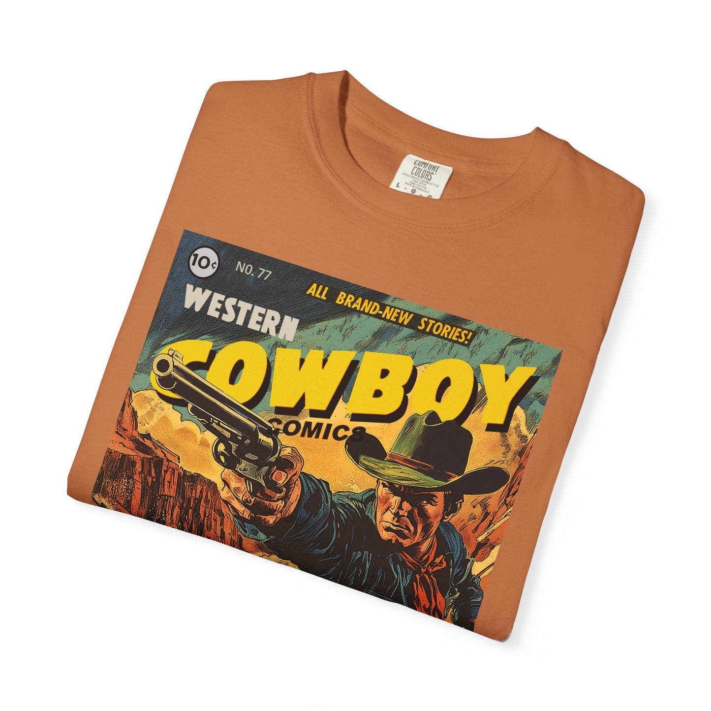 Western Comic Book T-Shirt - The Trail of Doom Unisex Garment-Dyed