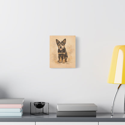 Heeler Pup, Australian Cattle Dog, Custom Stretched Canvas