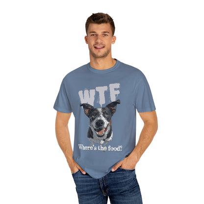 Cowdog Lover Tee with 'WTF, Where's The Food?' Funny Line