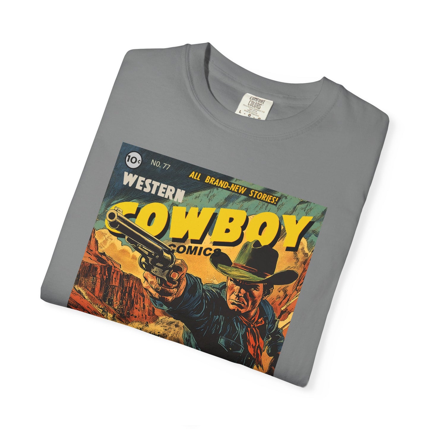 Western Comic Book T-Shirt - The Trail of Doom Unisex Garment-Dyed