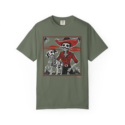 Dia De Los Muertos Skeleton Cowboy and Dog Unisex T-shirt