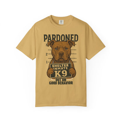 Pit Bull Mugshot TShirt - PARDONED OUT ON GOOD BEHAVIOR