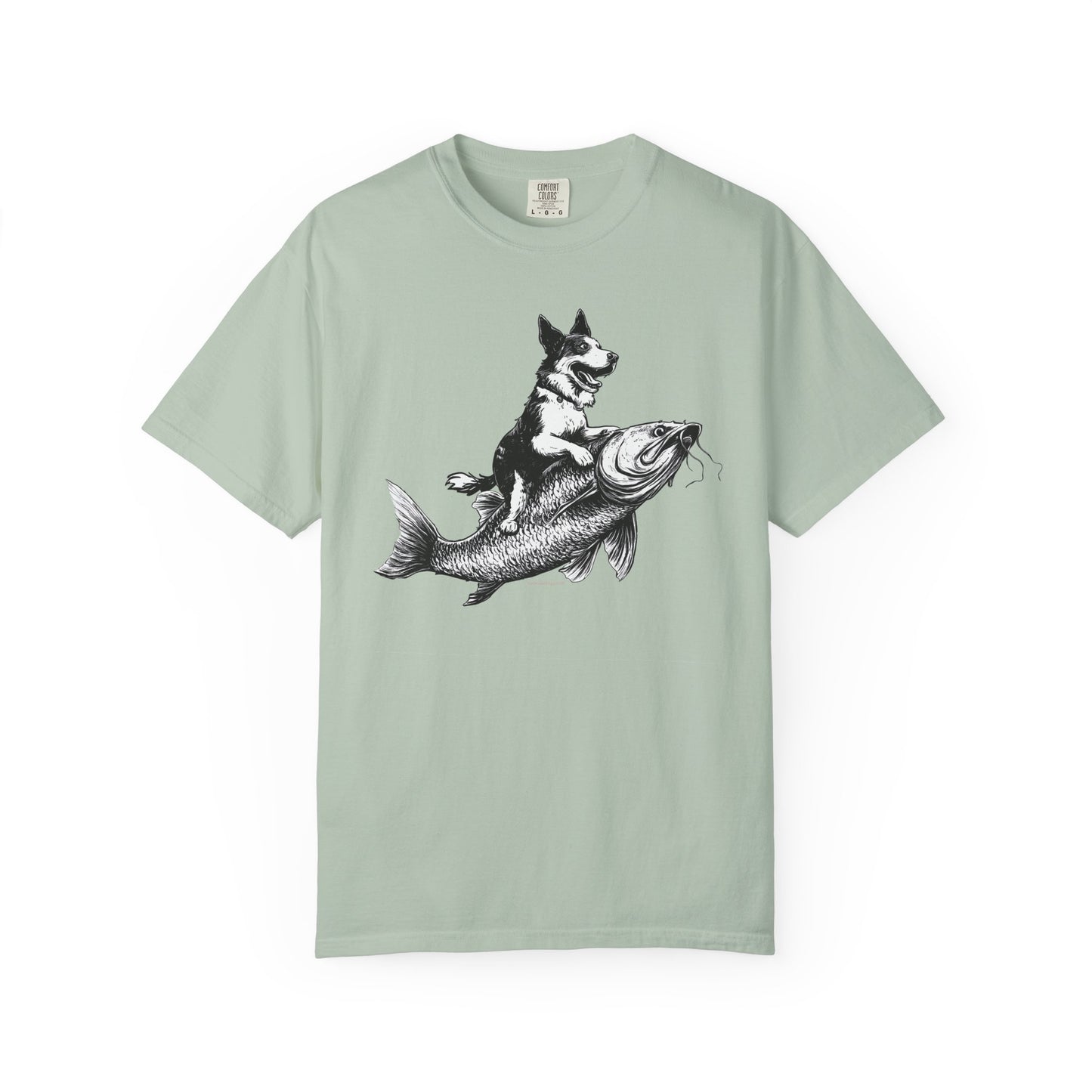 Dog Riding Fish T-shirt - Fun Animal Graphic Tee