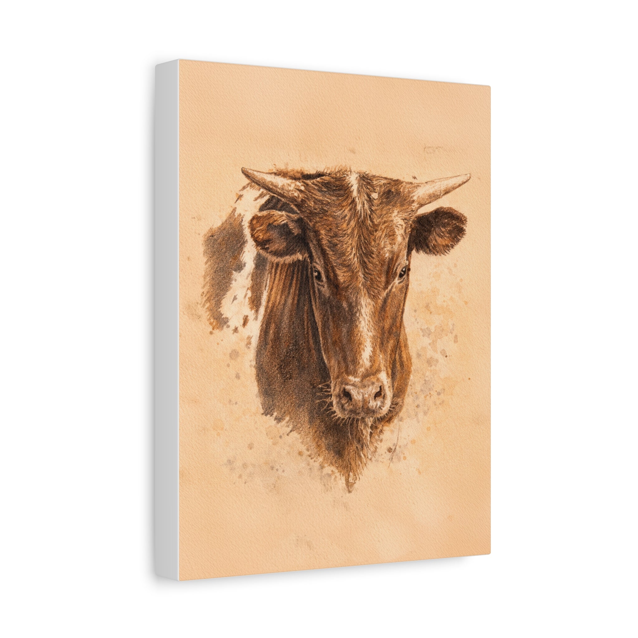 Longhorn Steer Matte Canvas Print — Stretched 1.25" Wall Art