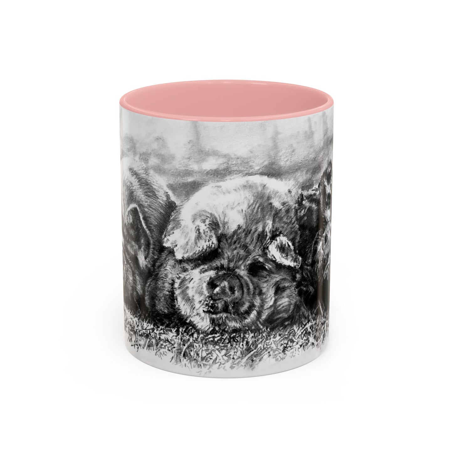 Cozy Trio Pigs Coffee Mug — Hand-Drawn Barnyard Portrait (11/15oz)