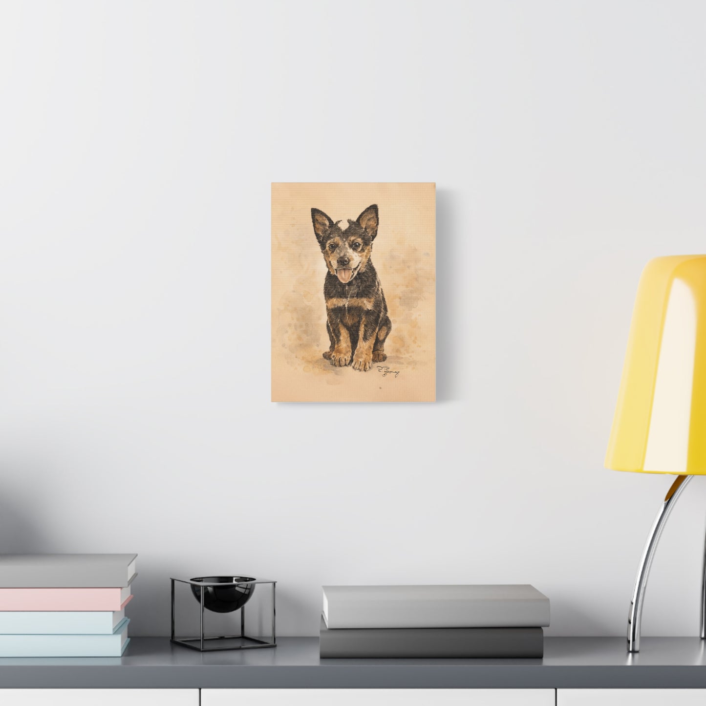 Heeler Pup, Australian Cattle Dog, Custom Stretched Canvas