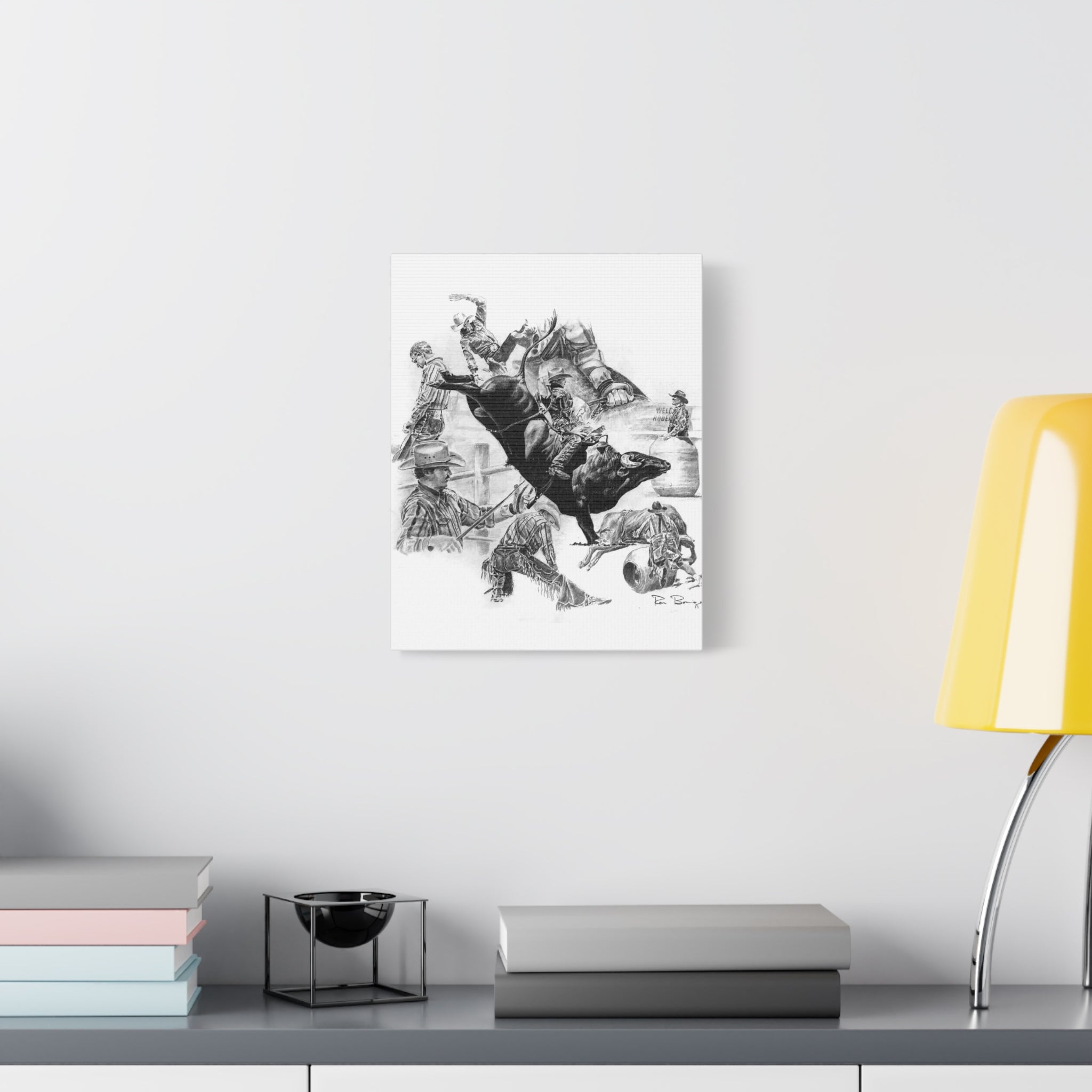 Bull Riding Collage, Stretched Canvas
