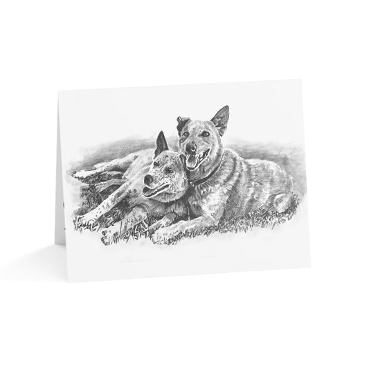 Notecards - Two Lazy Heelers, Cowdogs - 10pcs