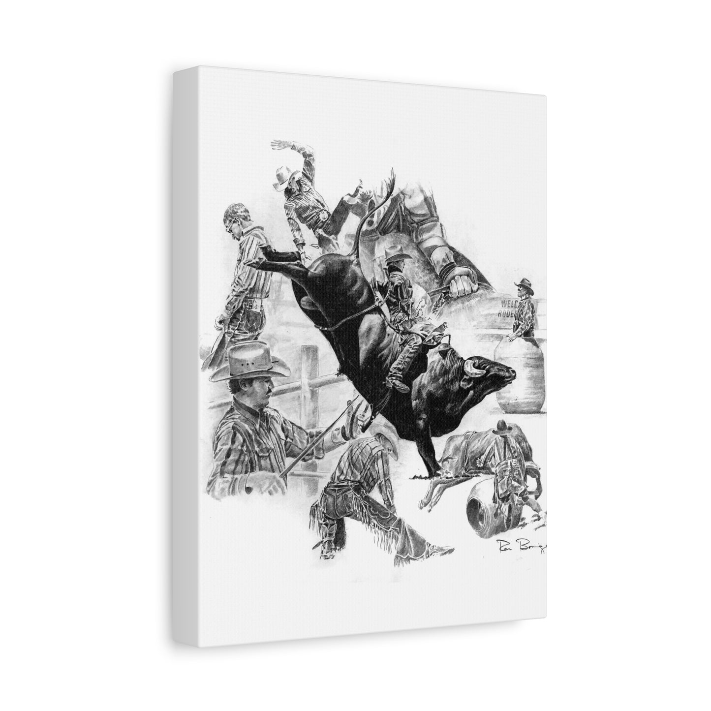 Bull Riding Collage, Stretched Canvas