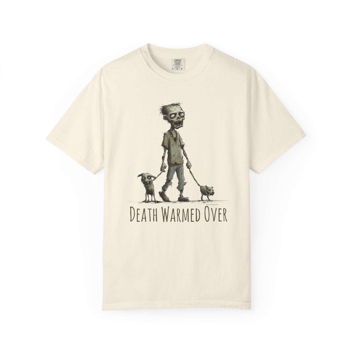 Zombie and his Dogs Unisex T-shirt, Death Warmed Over Design