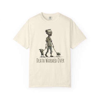 Zombie and his Dogs Unisex T-shirt, Death Warmed Over Design