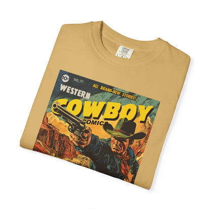 Western Comic Book T-Shirt - The Trail of Doom Unisex Garment-Dyed