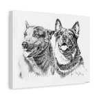 Two Cowdogs Stretched Canvas