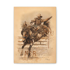 Bronc Rider Stretched Canvas Art — Rodeo Cowboy Watercolor Print