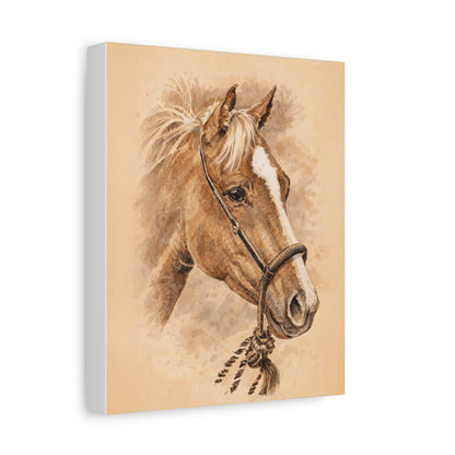 Horse in Mecate Stretched Canvas Print — Traditional Horsemanship Art