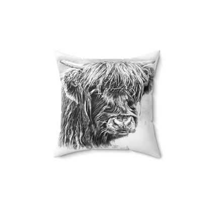 Scottish Highland Cow Black Pillow