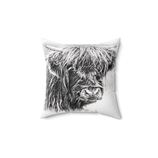 Scottish Highland Cow Black Pillow