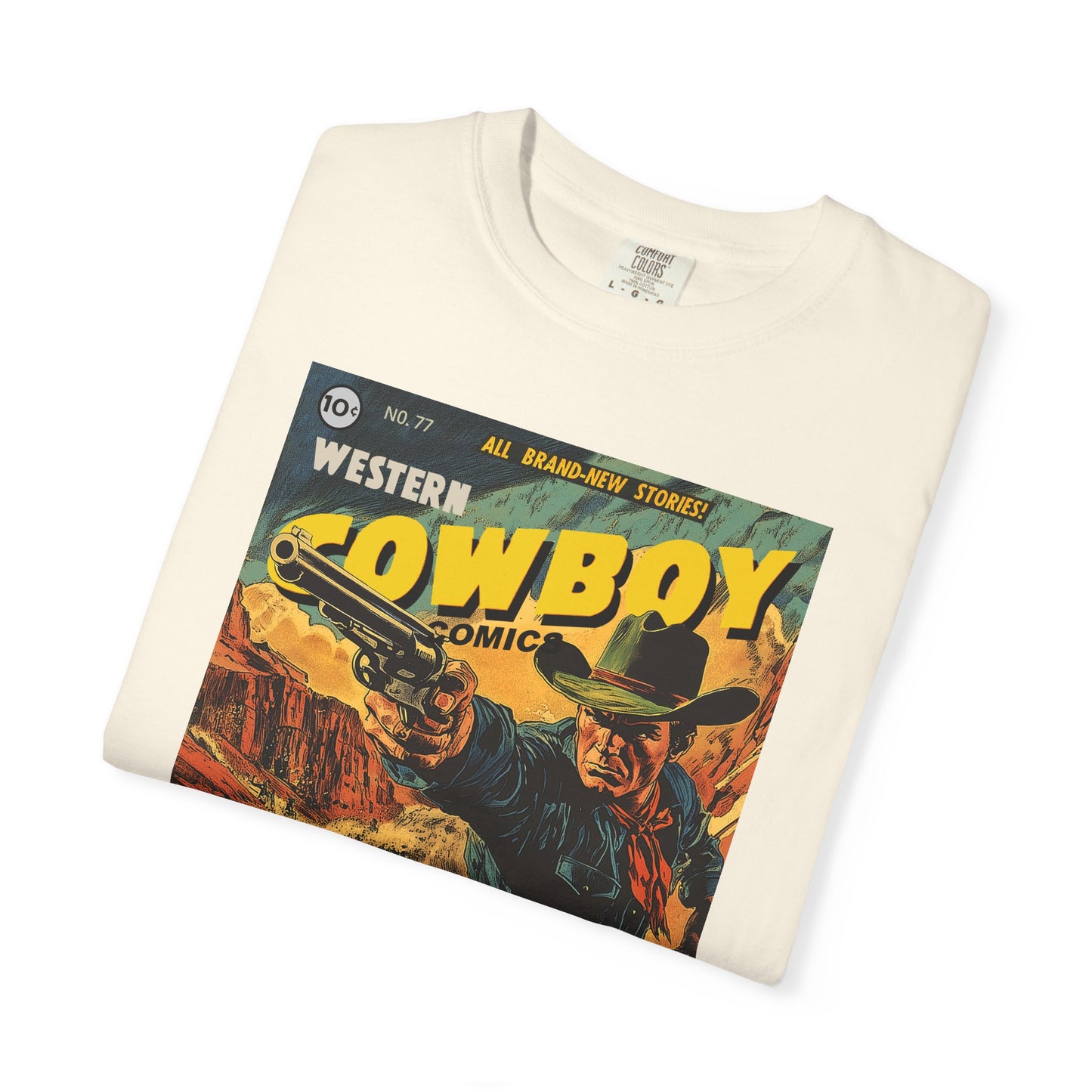 Western Comic Book T-Shirt - The Trail of Doom Unisex Garment-Dyed