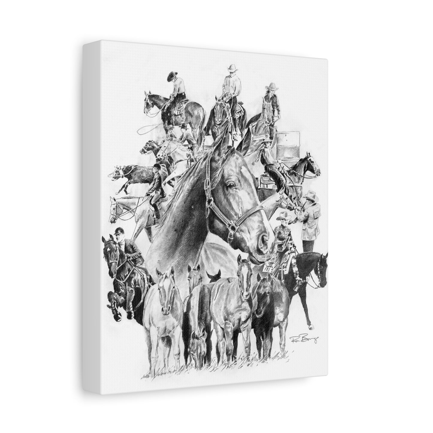 Quater Horse Collage, Custom Stretched Canvas